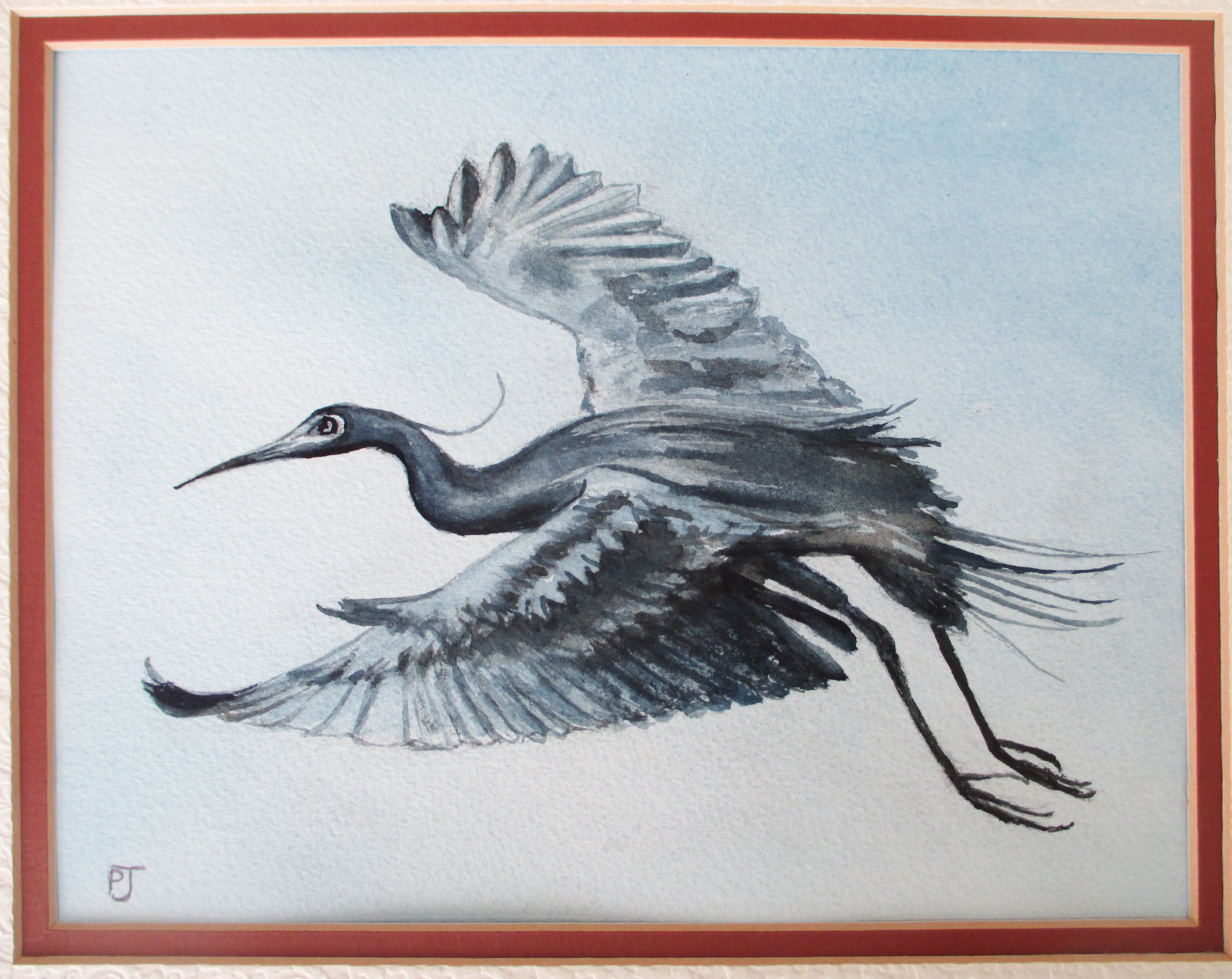 Blue heron in flight